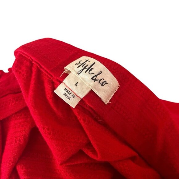 Style & Co Cherry On Top Women's Size Large Red Embroidered Square Neck Top - Picture 5 of 6